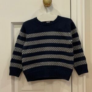 Janie and Jack Navy and Gray Striped Sweater 18-24M